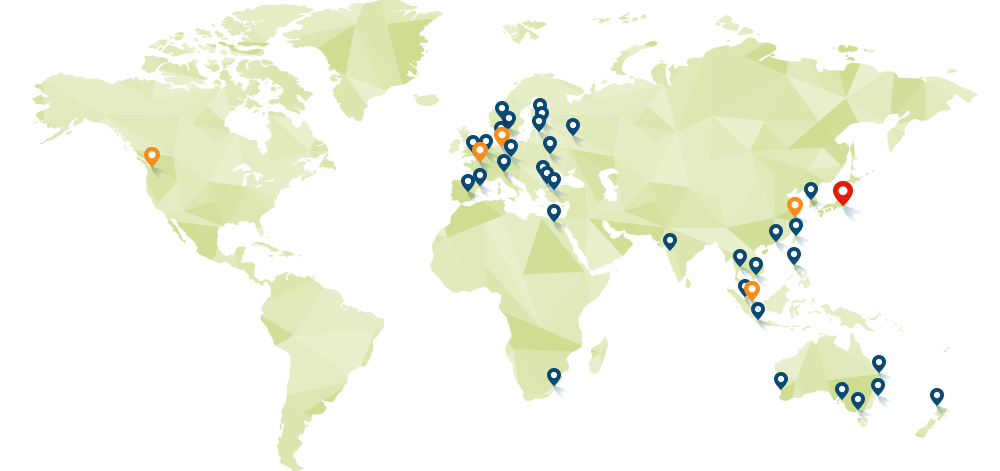 海外拠点・販売店の地図
